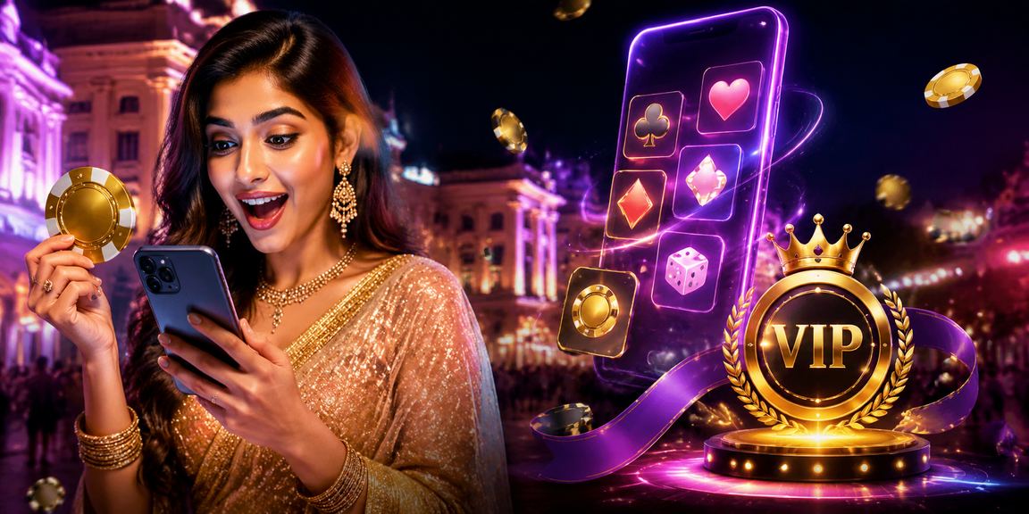 Neon-lit Connaught Place in Delhi where lottery and casino players gather online